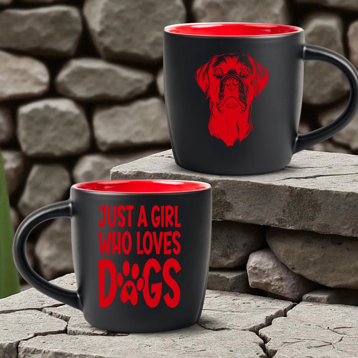 Kubek z psem personalizowany - grawer czerwony #74