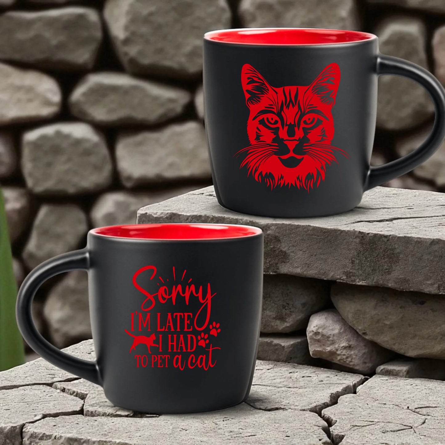 Kubek z kotem personalizowany - grawer czerwony #83