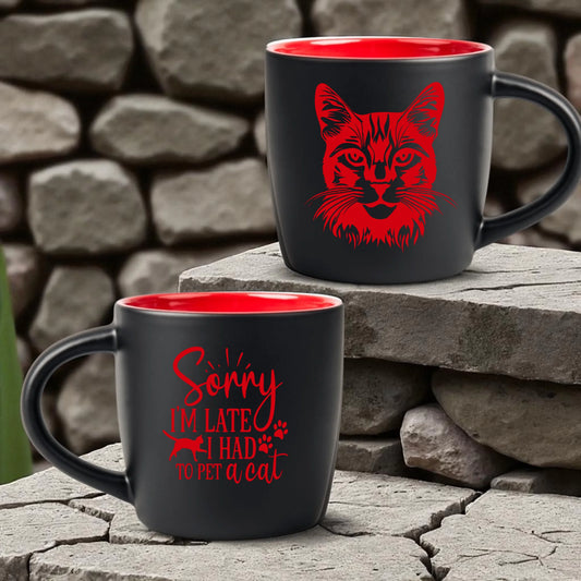 Kubek z kotem personalizowany - grawer czerwony #83