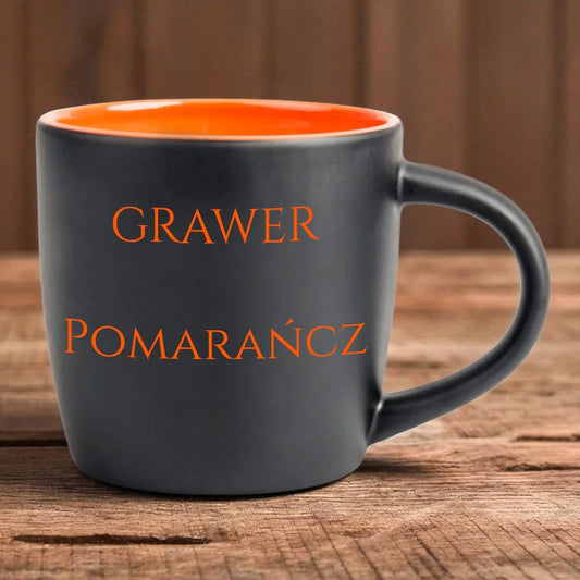 Kubek z kotem personalizowany - grawer pomarańczowy #90