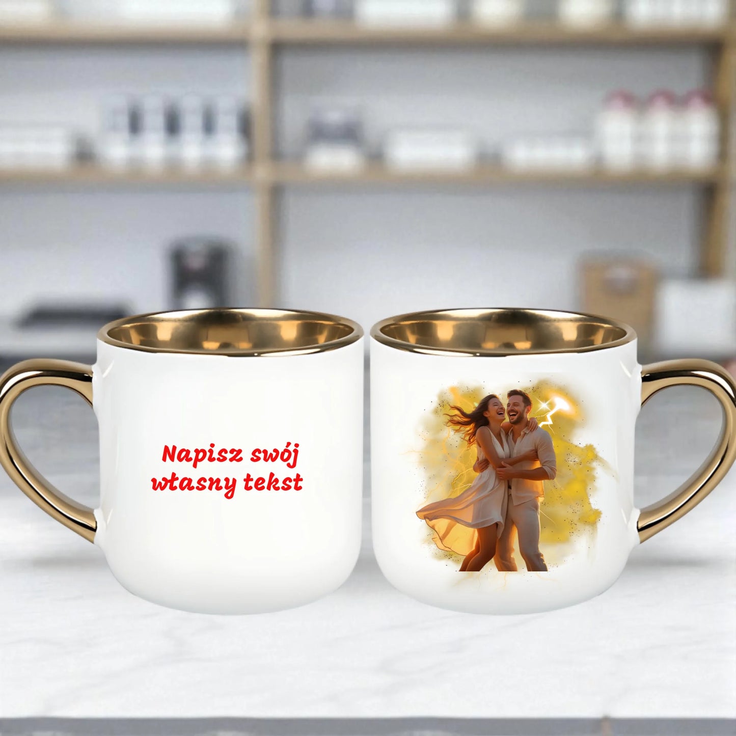 Kubek na prezent dla zakochanych personalizowany ze zdjęciem elegancki 400ml #91