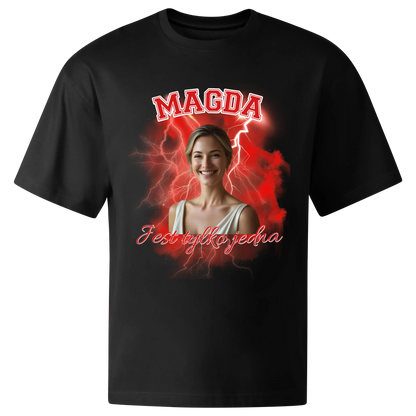 Koszulka przód oversize czarna