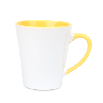 Kubek biały Latte - środek i ucho żółte